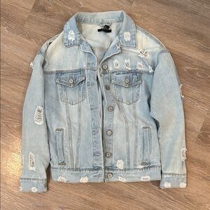 Forever 21 Distressed Light Blue Denim Jacket